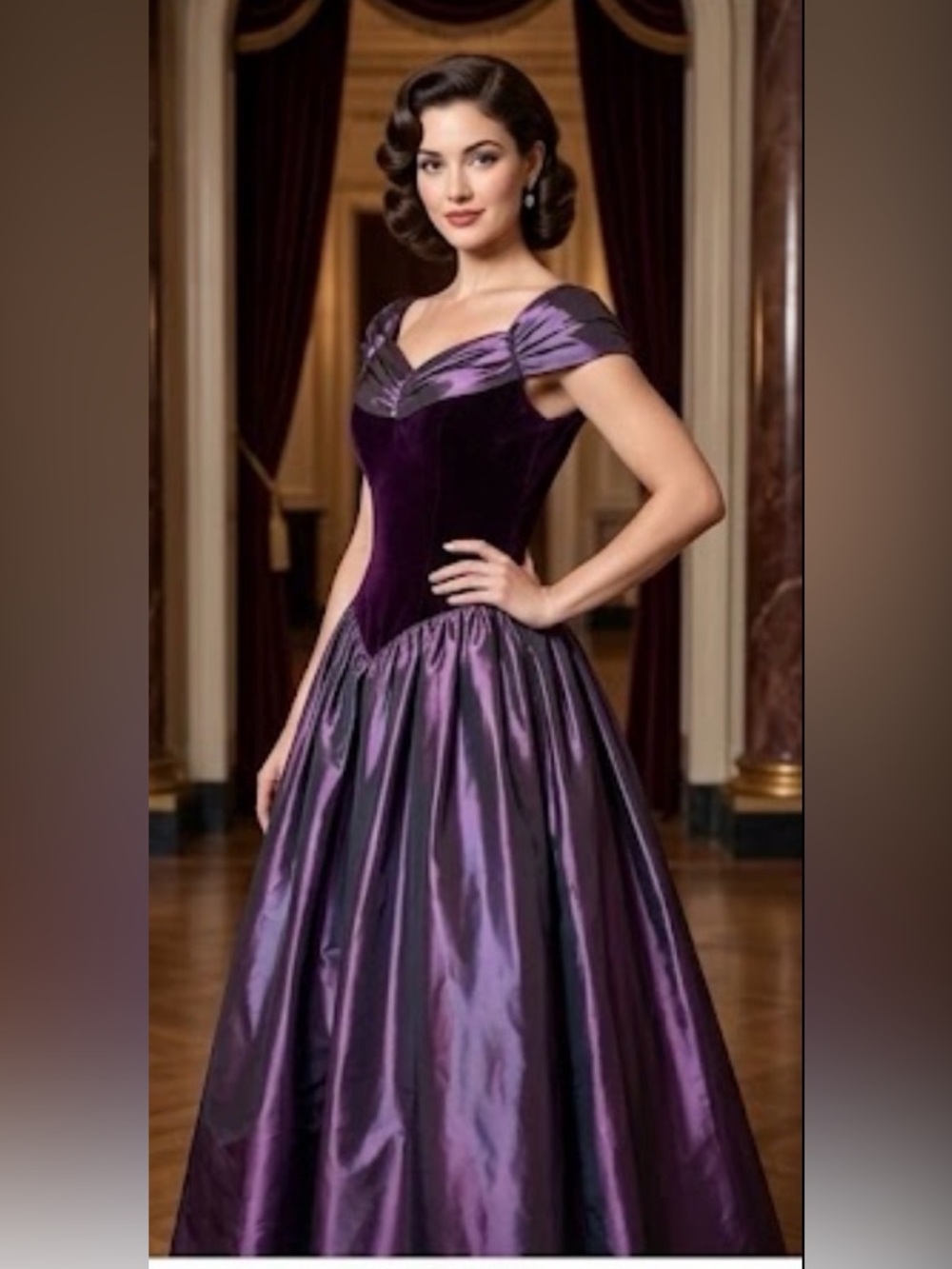 Vintage Jessica McClintock Homecoming Dress Off Shoulder Velvet Taffeta 8
